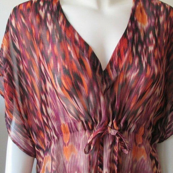 Cabi style# 415 Kimono Ikat Print Draw String Sheer Oversize Top Tunic Blouse M - Picture 3 of 8
